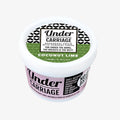 Deodorant cream container labeled 'Under Carriage' with coconut lime scent on a white background