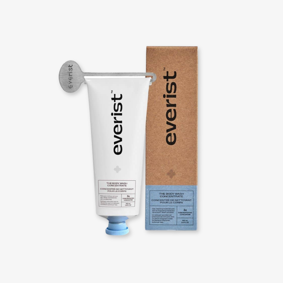 The Body Wash Concentrate, a tube of the waterless body wash concentrate with the key and box included.