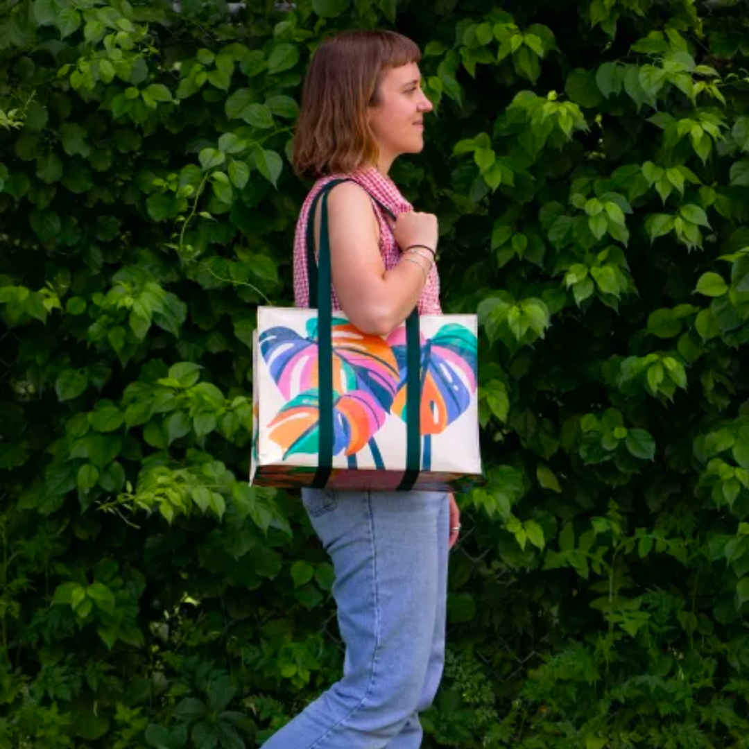 Monstera Leaf Shoulder Tote