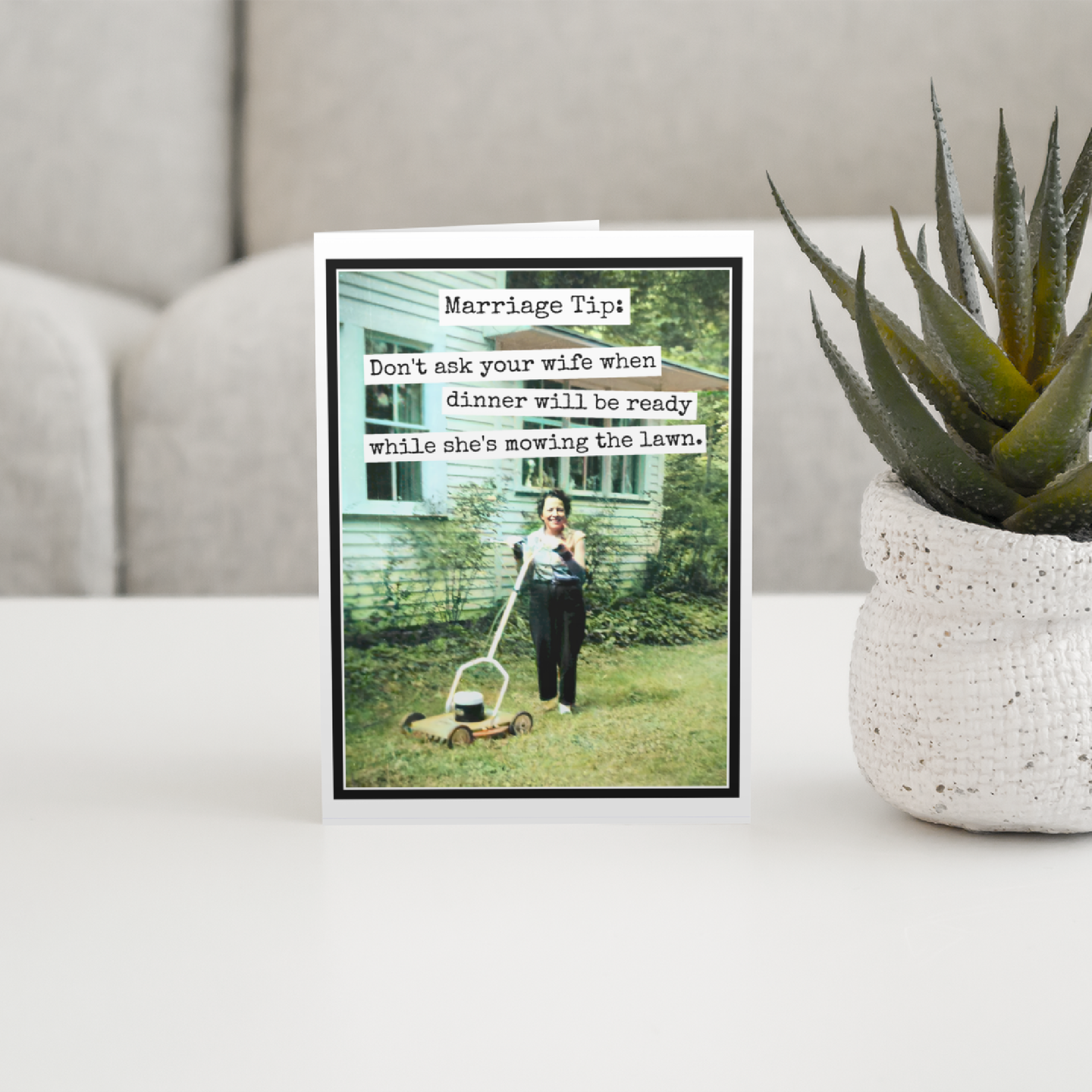 Marriage Tip: Mow Before You Ask Anniversary Card