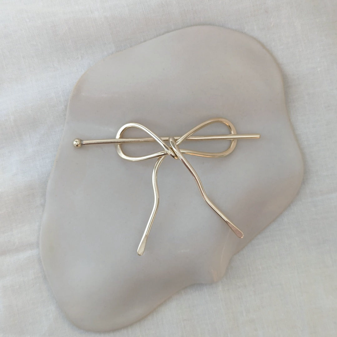 Brass Bow Hairpin (close up)